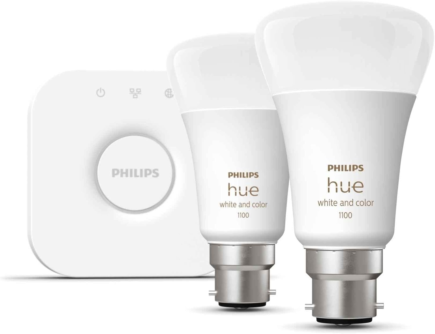 Philips Hue White & Colour Ambiance Starter Kit: Smart Bulb 2x Pack LED [B22] incl. Bridge - 1100 Lumen