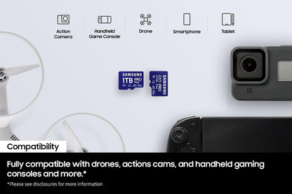 Samsung PRO Plus (2024) microSD card + SD adapter, 1 TB, UHS-I U3, Full HD & 4K UHD, 180 MB/s read, 130 MB/s write, memory card for smartphone, action cam, handheld console, MB-MD1T0SA/EU
