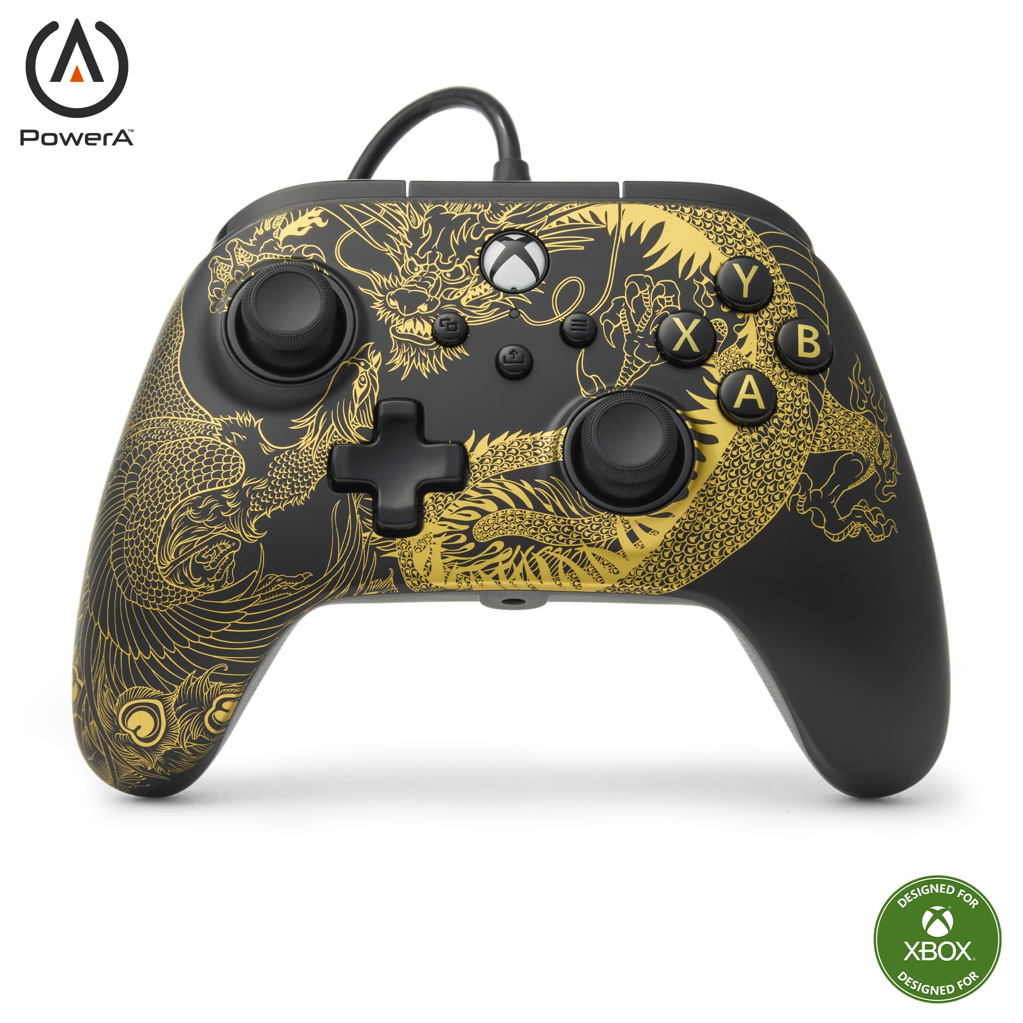 PowerA Advantage controller met kabel voor de Xbox Series X|S - Draak en feniks, gamepad, bedrade videogamecontroller, gamecontroller, Xbox Series X|S