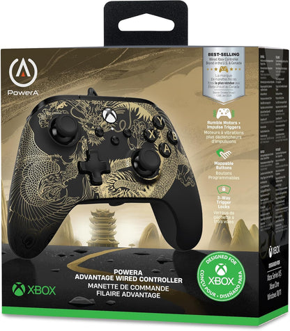 PowerA Advantage controller met kabel voor de Xbox Series X|S - Draak en feniks, gamepad, bedrade videogamecontroller, gamecontroller, Xbox Series X|S