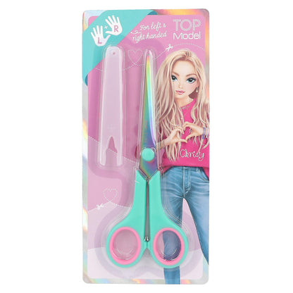 Depesche TOPModel 12214 Children's Scissors in Turquoise with Soft Grip and Cap, Craft Scissors for Right and Left-Handed Users, Multicoloured