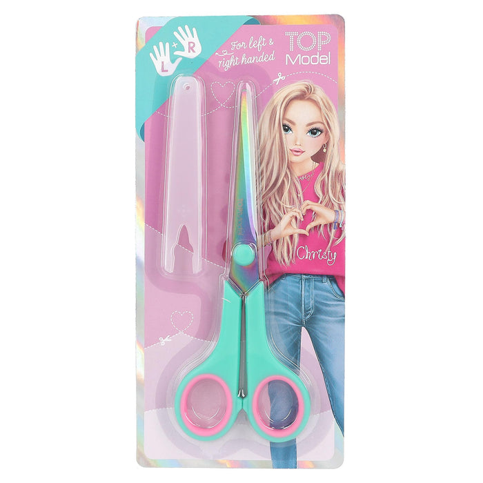 Depesche TOPModel 12214 Children's Scissors in Turquoise with Soft Grip and Cap, Craft Scissors for Right and Left-Handed Users, Multicoloured