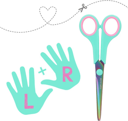 Depesche TOPModel 12214 Children's Scissors in Turquoise with Soft Grip and Cap, Craft Scissors for Right and Left-Handed Users, Multicoloured