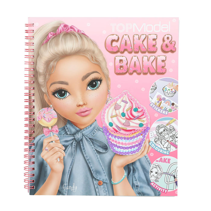Depesche TOPModel Cake & Bake 13386 Colouring Book with Sequins, with 32 Pages for Designing Model and Baking Motifs, Includes 5 Sticker Sheets