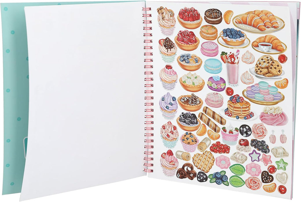 Depesche TOPModel Cake & Bake 13386 Colouring Book with Sequins, with 32 Pages for Designing Model and Baking Motifs, Includes 5 Sticker Sheets