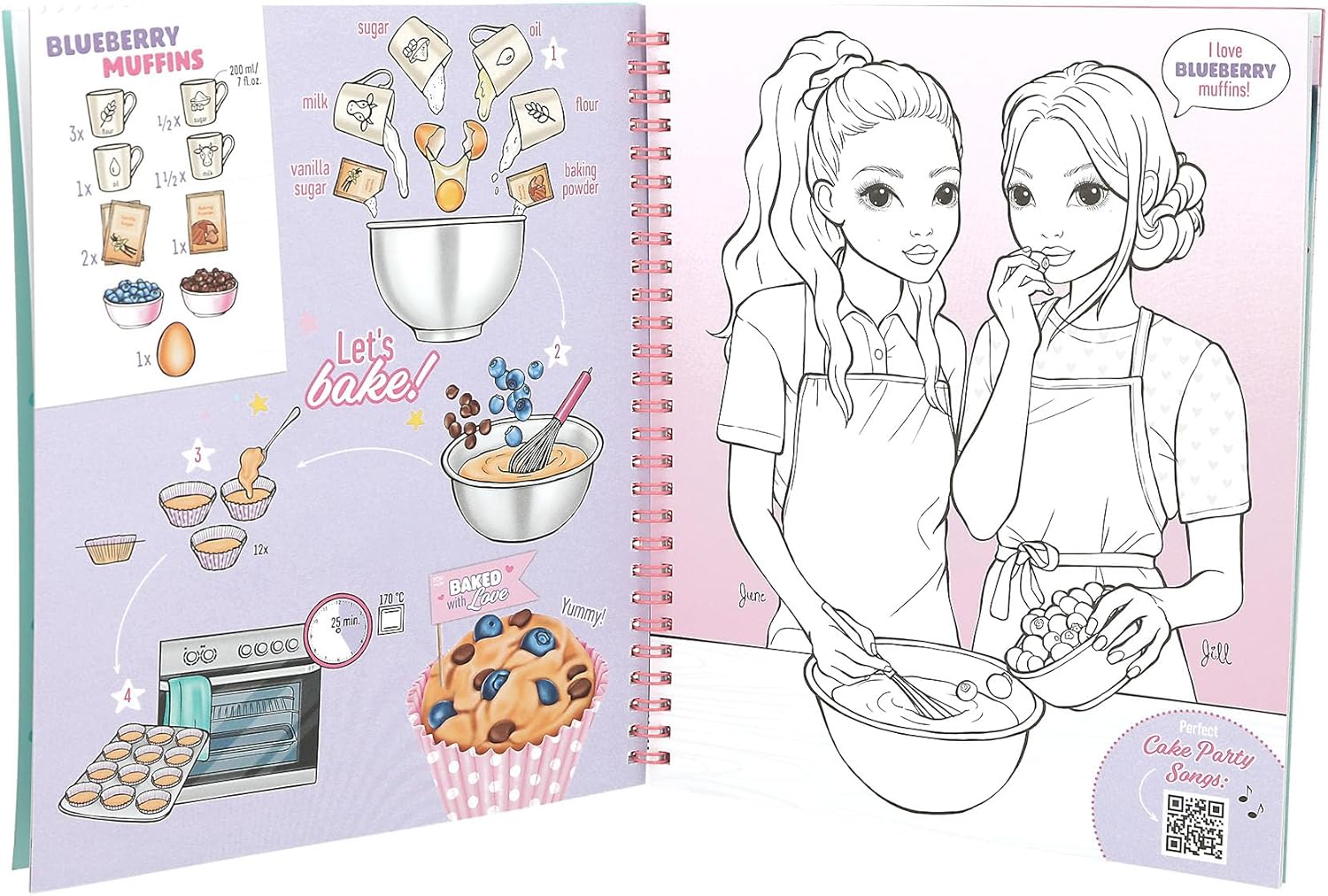 Depesche TOPModel Cake & Bake 13386 Colouring Book with Sequins, with 32 Pages for Designing Model and Baking Motifs, Includes 5 Sticker Sheets