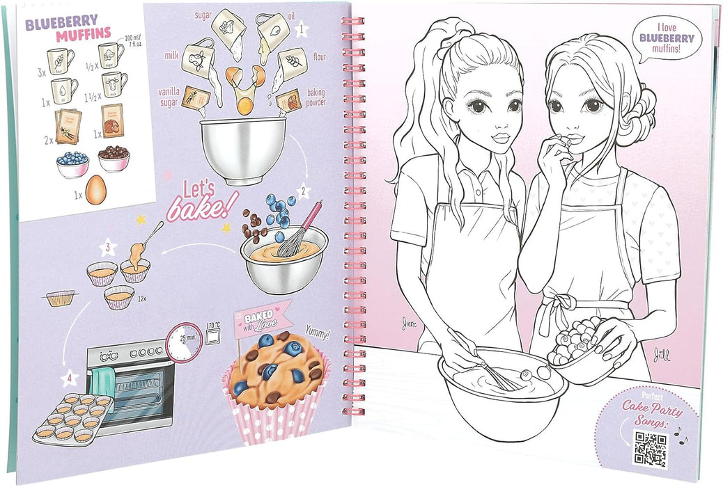 Depesche TOPModel Cake & Bake 13386 Colouring Book with Sequins, with 32 Pages for Designing Model and Baking Motifs, Includes 5 Sticker Sheets