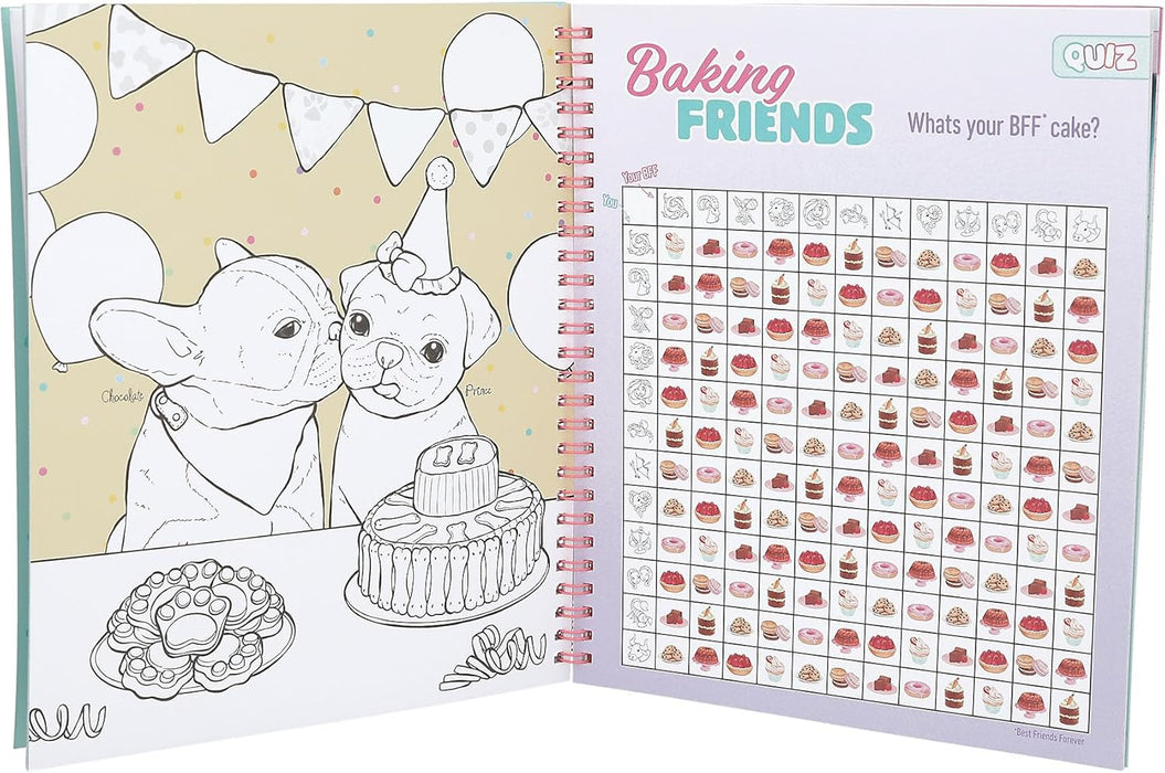Depesche TOPModel Cake & Bake 13386 Colouring Book with Sequins, with 32 Pages for Designing Model and Baking Motifs, Includes 5 Sticker Sheets