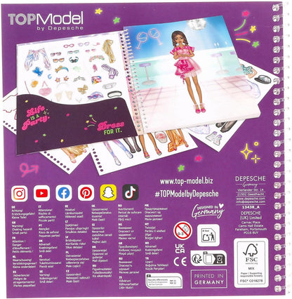 Depesche 13438 TOPModel Dress Me Up Sticker Book with 24 Illustrated Background Pages to Design Yourself with 11 Sticker Sheets, Multi-Colour