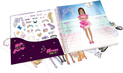 Depesche 13438 TOPModel Dress Me Up Sticker Book with 24 Illustrated Background Pages to Design Yourself with 11 Sticker Sheets, Multi-Colour