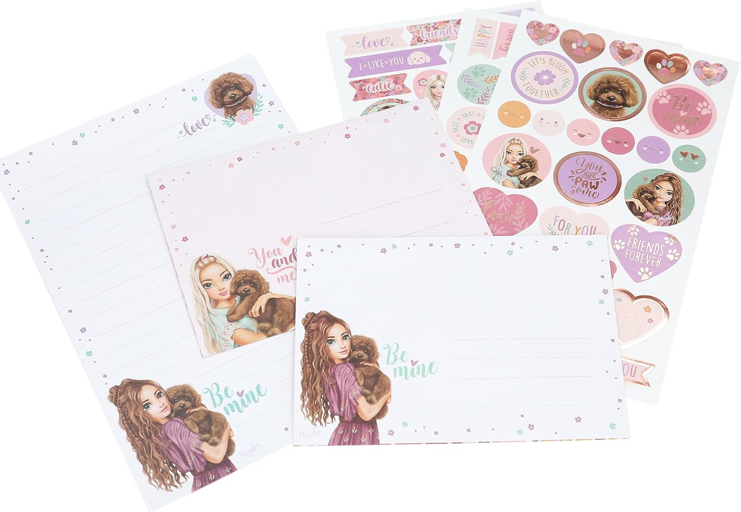 Depesche TOPModel Floral 13442 Writing Paper Set in Folder with Model Motif and Flowers Including Letter Sheets, Envelopes and Stickers