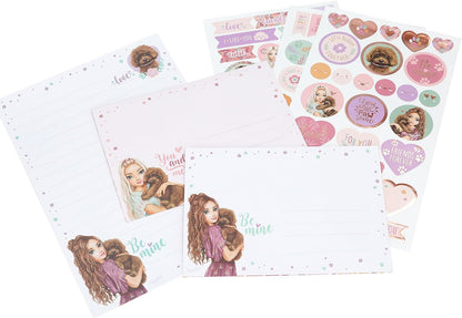 Depesche TOPModel Floral 13442 Writing Paper Set in Folder with Model Motif and Flowers Including Letter Sheets, Envelopes and Stickers