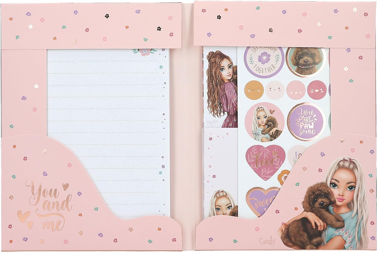 Depesche TOPModel Floral 13442 Writing Paper Set in Folder with Model Motif and Flowers Including Letter Sheets, Envelopes and Stickers