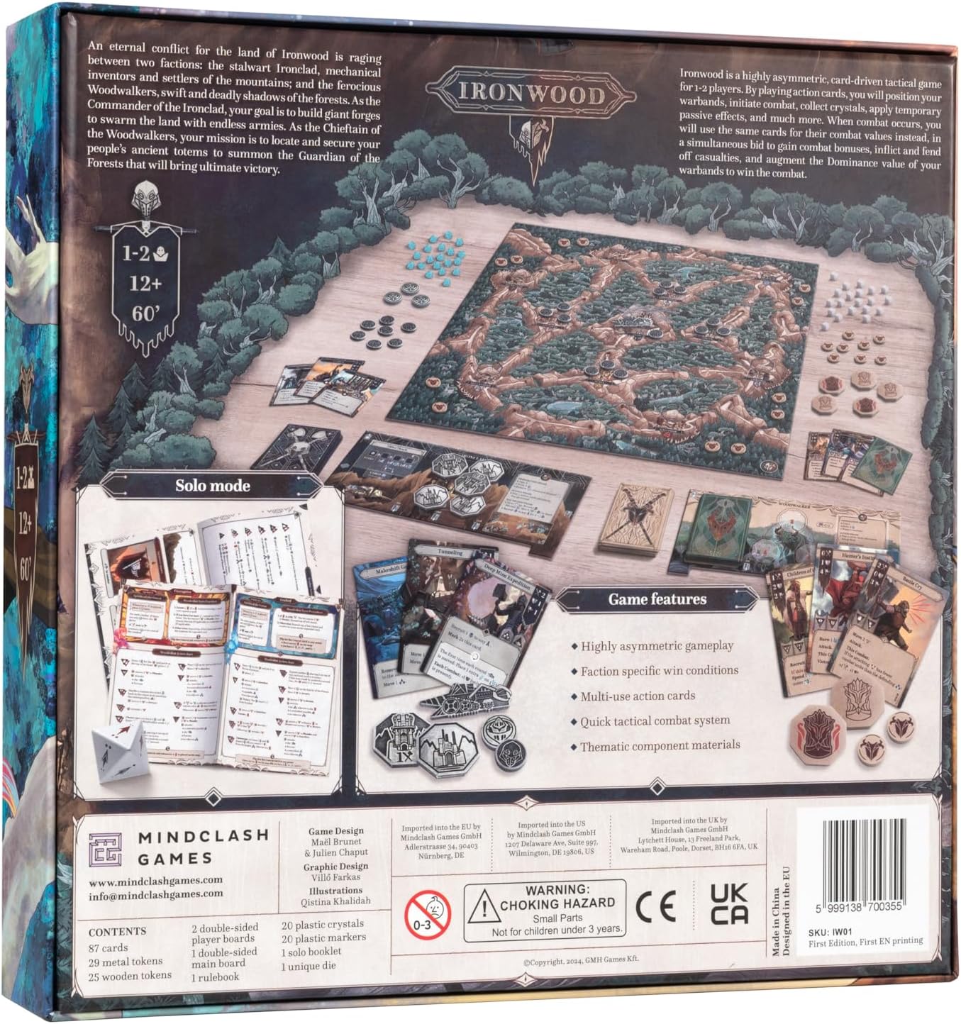 Mindclash Games Ironwood - Asymmetric Tactical Card Game for 1-2 Players | Faction-Specific Strategies & Multi-Use Action Cards | Highly Competitive Fantasy Warfare