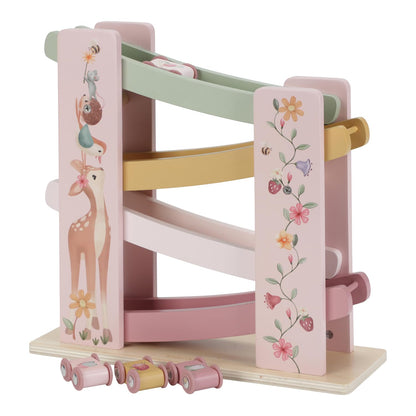 Little Dutch 7355 FSC houten kogelbaan autoracebaan - Fairy Garden roze