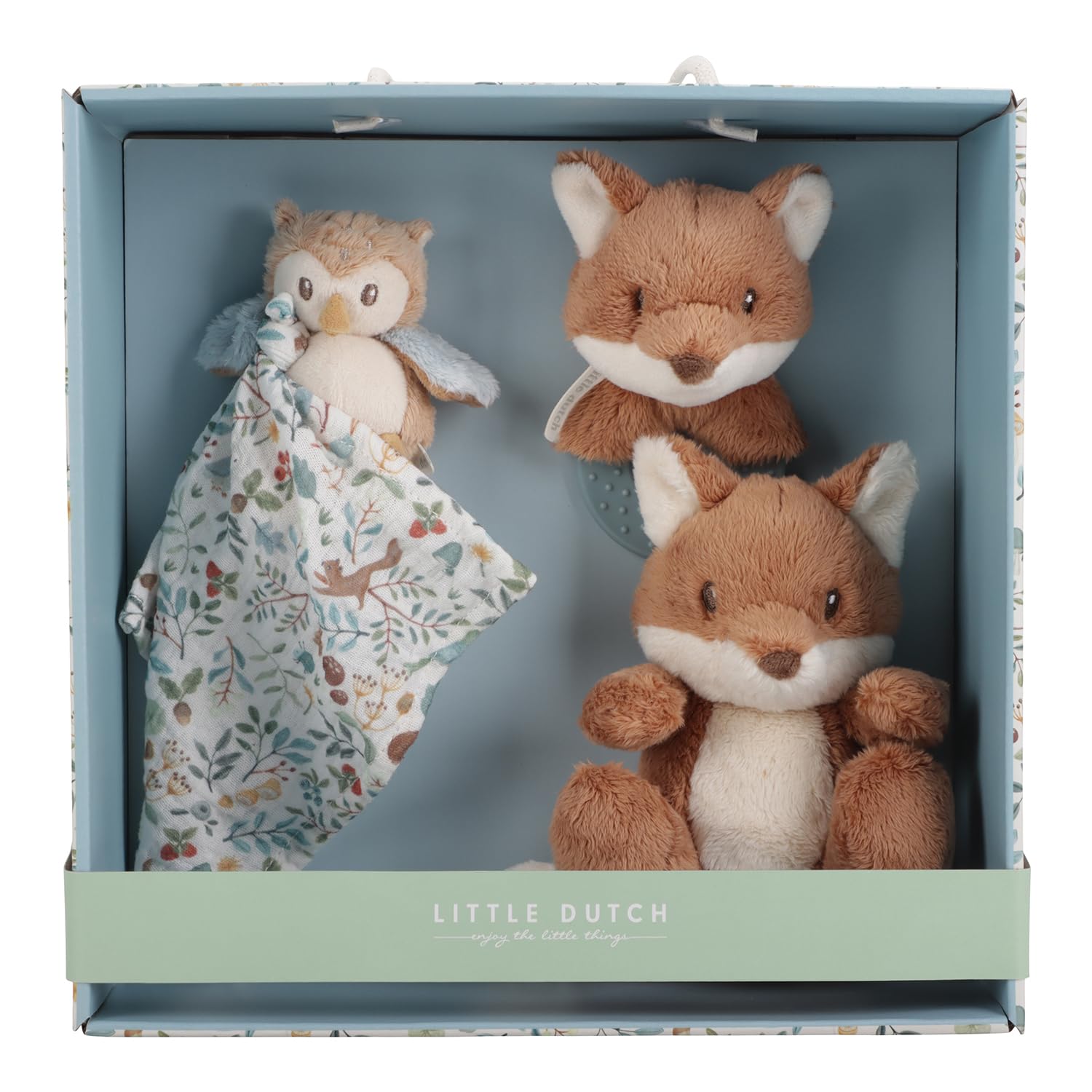 Little Dutch 8915 Geschenkset 3-teilig (Schmusetuch, Greifling, Stofftier) - Forest Friends