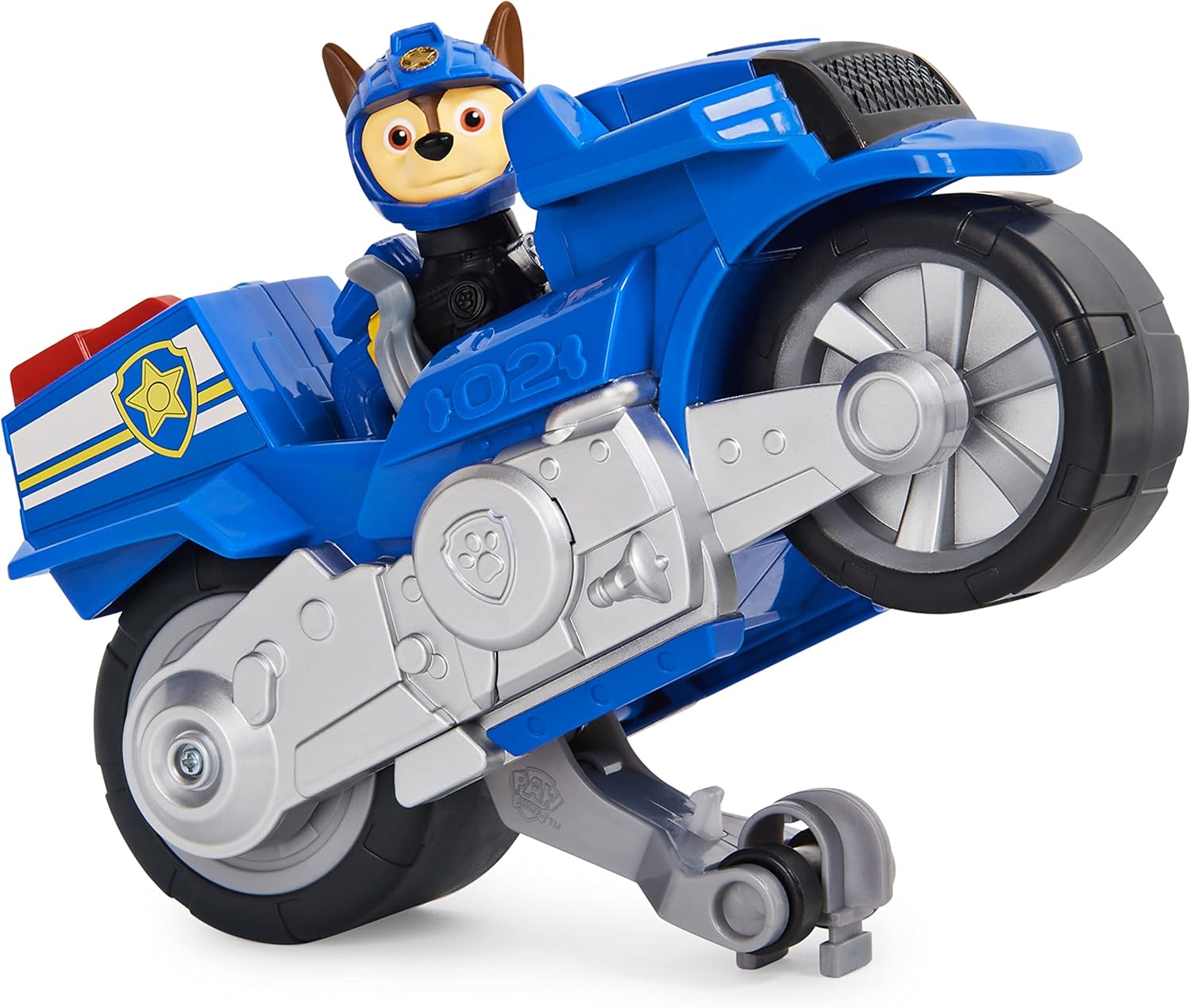 PAW Patrol, Moto Pups Chase’s Deluxe Pull Back Motorcycle Vehicle with Wheelie Feature and Figure