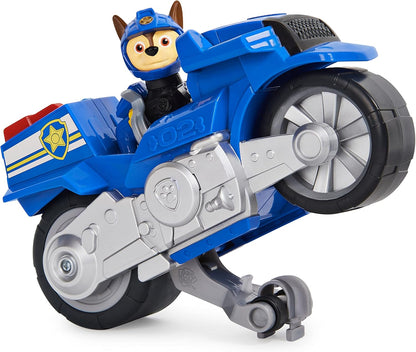 PAW Patrol, Moto Pups Chase’s Deluxe Pull Back Motorcycle Vehicle with Wheelie Feature and Figure