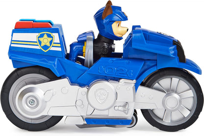 PAW Patrol, Moto Pups Chase’s Deluxe Pull Back Motorcycle Vehicle with Wheelie Feature and Figure