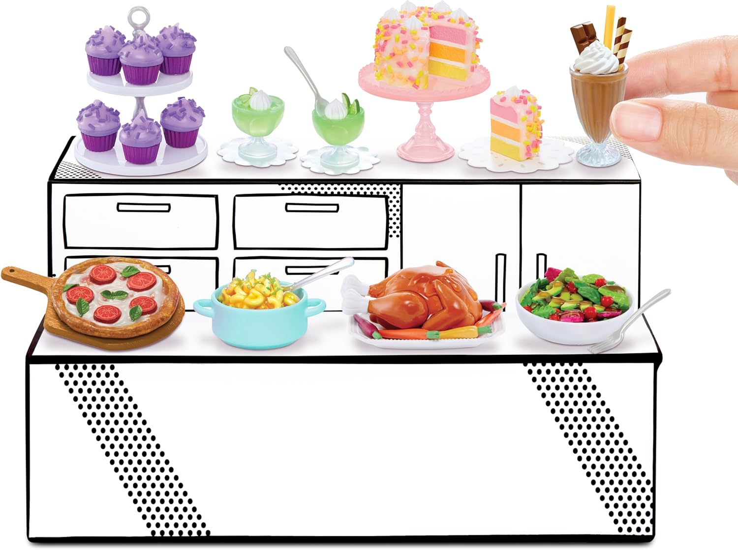 MGA's Miniverse Make It Mini Mega Buffet, Mini Collectibles, DIY, Resin Play, Replica Foods, NOT EDIBLE, Collectors, 8+