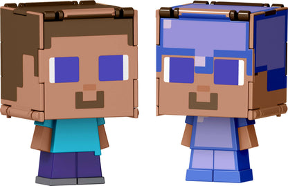 Mattel Minecraft Flippin’ Figs Figures Collection with 2-in-1 Fidget Play, 3.75-in Scale, Large Heads & Pixelated Design (Characters May Vary