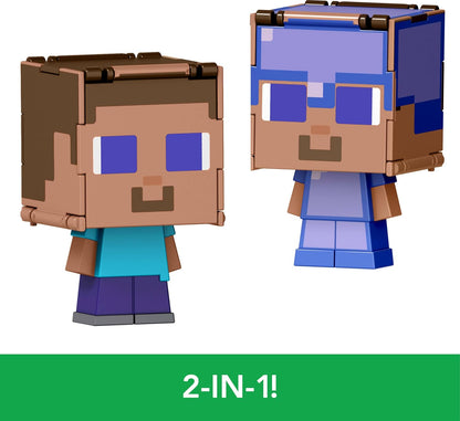 Mattel Minecraft Flippin’ Figs Figures Collection with 2-in-1 Fidget Play, 3.75-in Scale, Large Heads & Pixelated Design (Characters May Vary