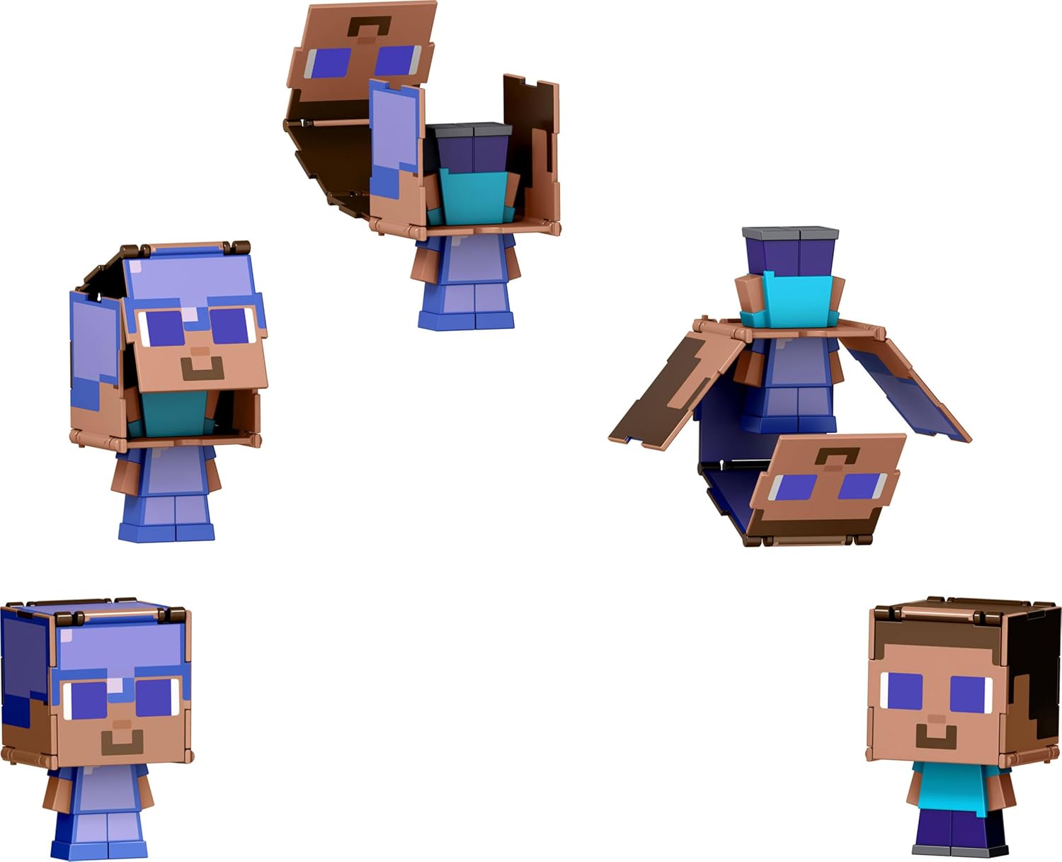 Mattel Minecraft Flippin’ Figs Figures Collection with 2-in-1 Fidget Play, 3.75-in Scale, Large Heads & Pixelated Design (Characters May Vary