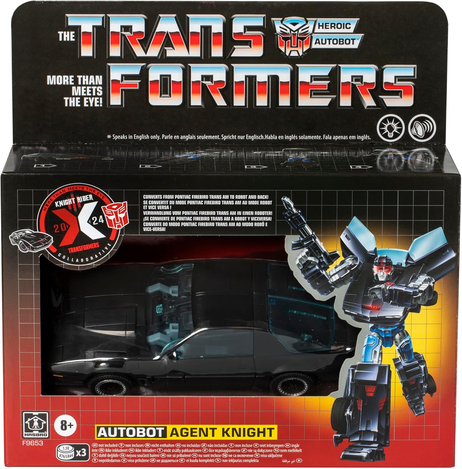 Transformers Collaborative Knight Rider x Toy, Autobot Agent Knight 6.5-inch Action Figure, 8+