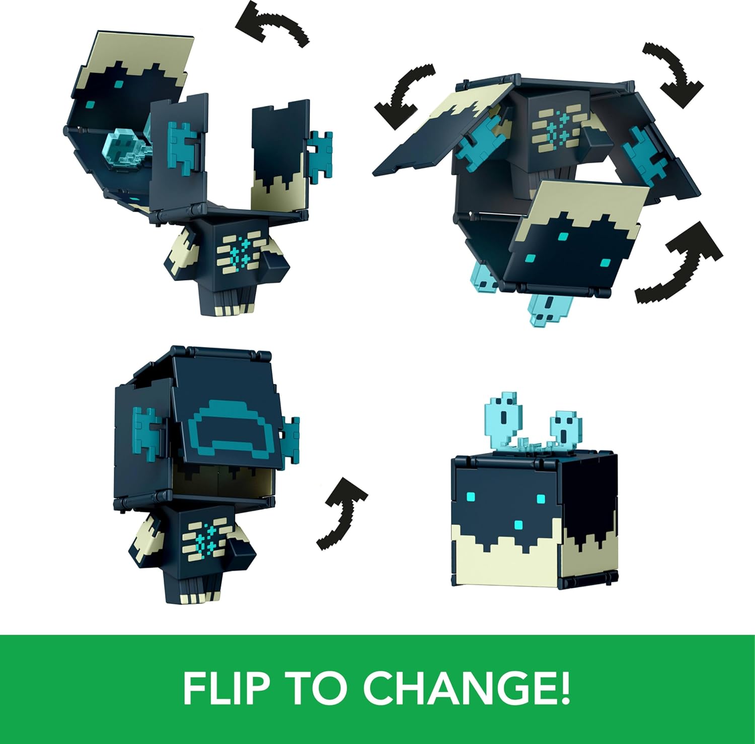 Mattel Minecraft Flippin’ Figs Figures Collection with 2-in-1 Fidget Play, 3.75-in Scale, Large Heads & Pixelated Design (Characters May Vary