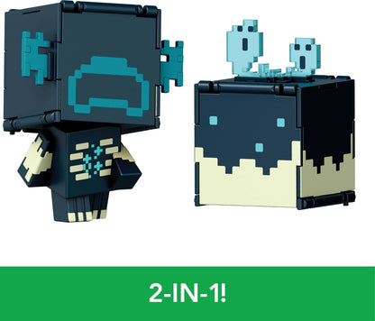 Mattel Minecraft Flippin’ Figs Figures Collection with 2-in-1 Fidget Play, 3.75-in Scale, Large Heads & Pixelated Design (Characters May Vary