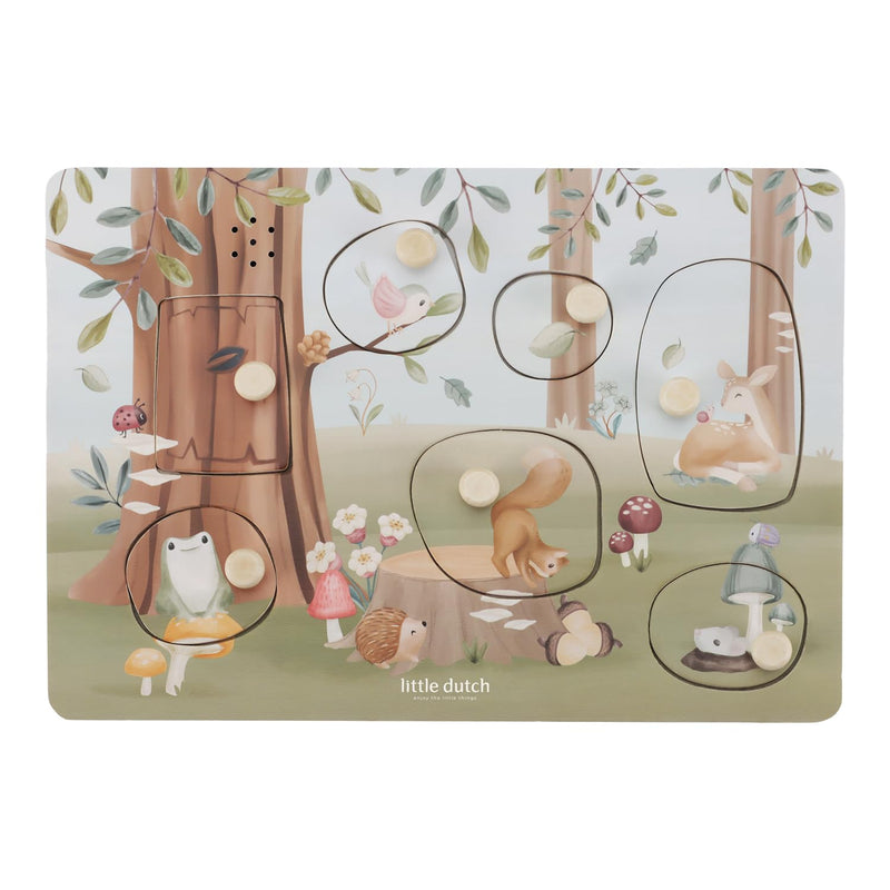 Little Dutch 7240 FSC Houten grijppuzzel met geluiden - Forest Friends