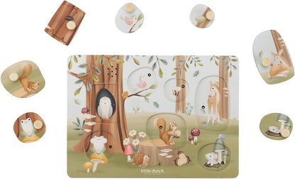 Little Dutch 7240 FSC Houten grijppuzzel met geluiden - Forest Friends