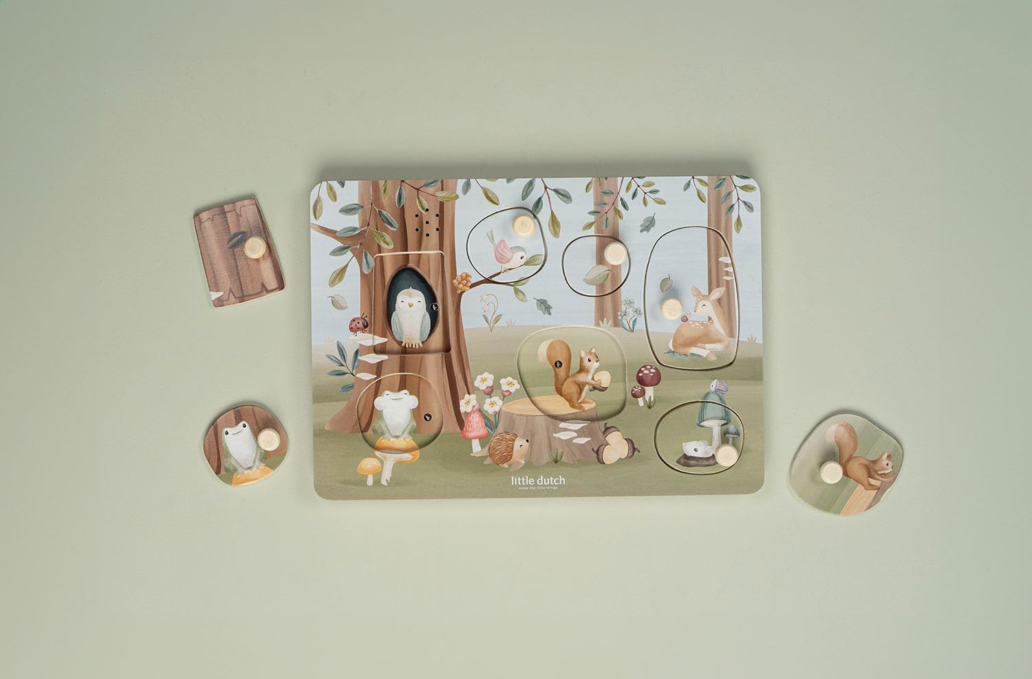 Little Dutch 7240 FSC Houten grijppuzzel met geluiden - Forest Friends