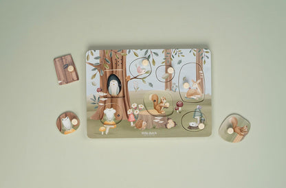 Little Dutch 7240 FSC Houten grijppuzzel met geluiden - Forest Friends