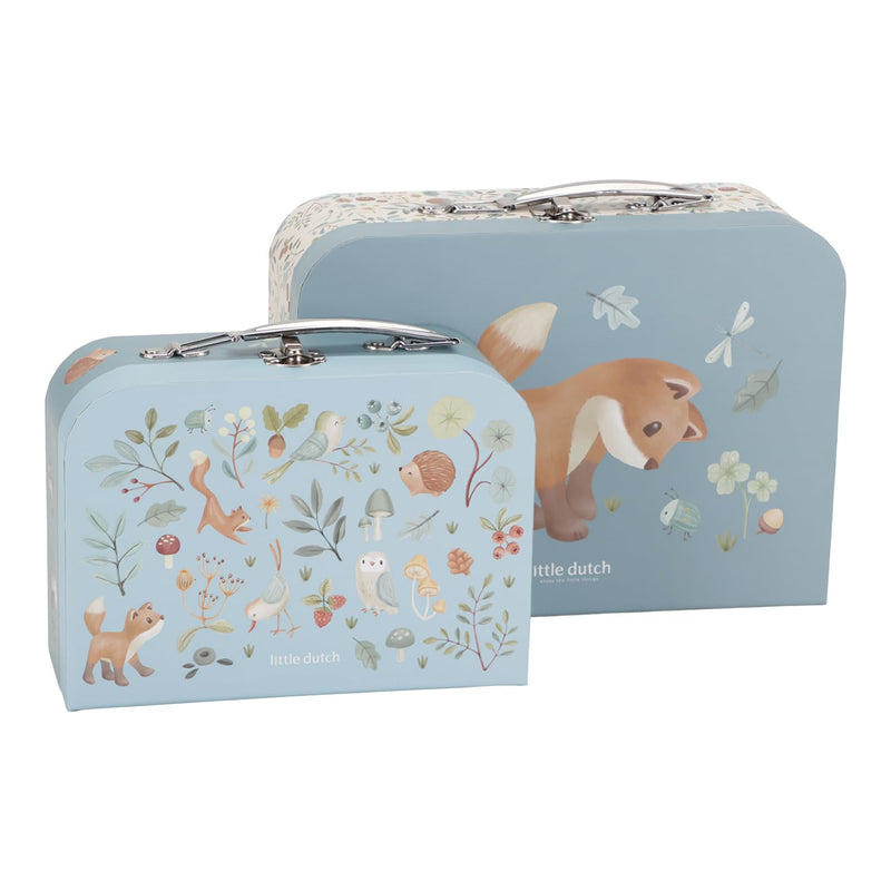Little Dutch 7244 speelgoedkoffer set van 2 - Forest Friends blauw, Forest Friends Blauw