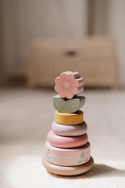 Little Dutch 7342 FSC houten ring stapeltoren - Fairy Garden roze