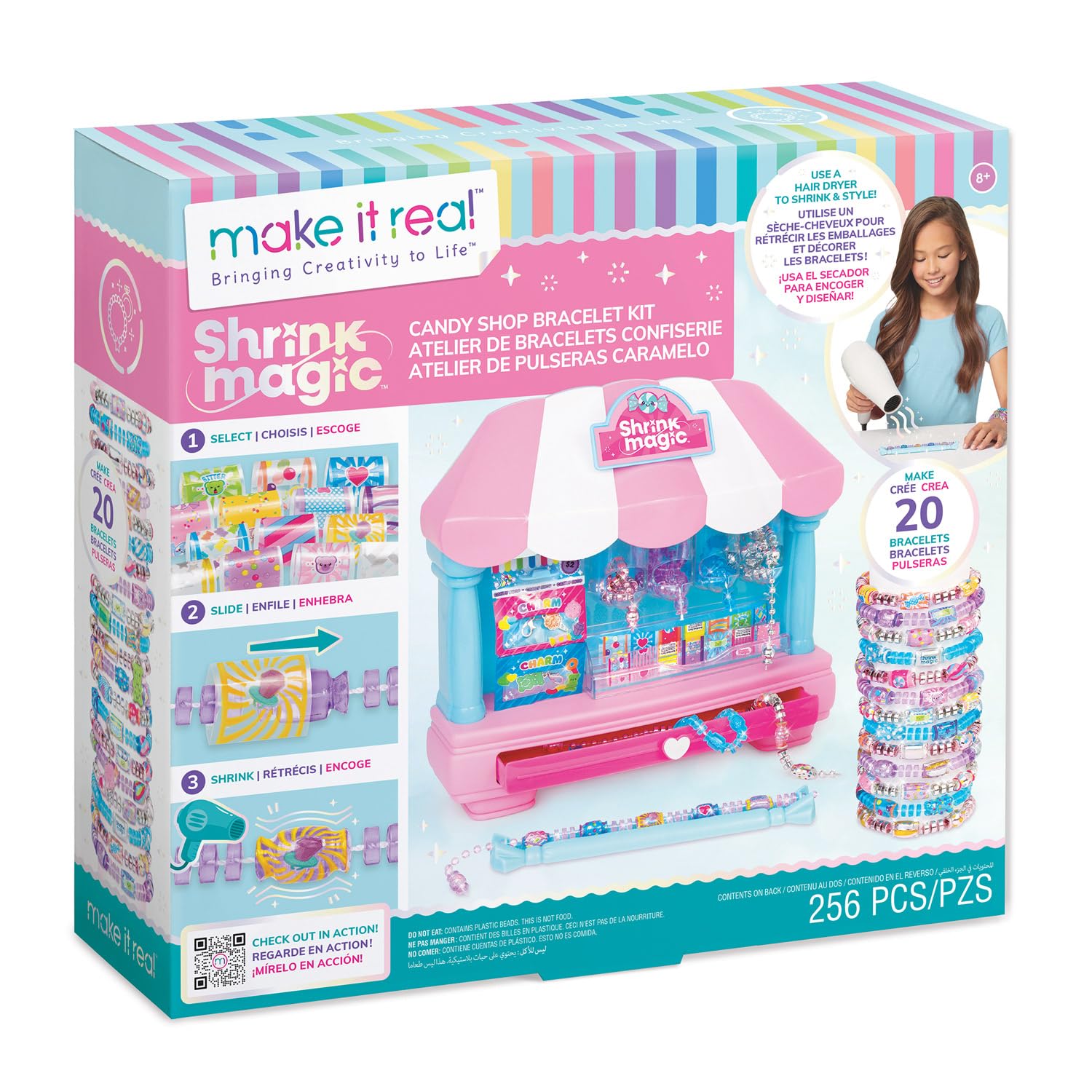 Make It Real 2901758 Shrink Magic Candy Shop Armbänder-Set, DIY Schmuckset mit Schrumpffolie, Armband selber basteln, Bastelset, Kreativ-Kit für Kinder