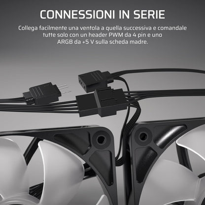 Corsair RS120 ARGB 120mm PWM Fans – Daisy-Chain Connection – Low-Noise – Magnetic Dome Bearing – Triple Pack – Black Black 3 x 120mm ARGB