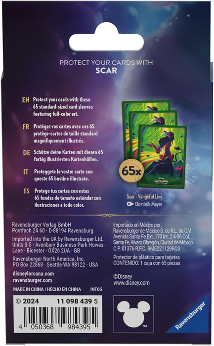 Ravensburger Disney Lorcana TCG Trading Adults and Kids 8 Years Up - Scar 65 Card Sleeves - Set 6: Azurite Sea