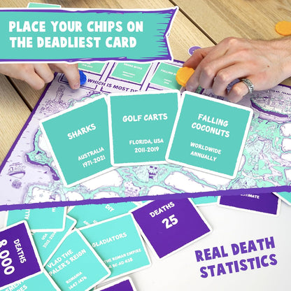 Bubblegum Stuff - Death by Coconuts - Bet Your Life To Finish First - Family Board Game - 250 Cards / 2-8 Players