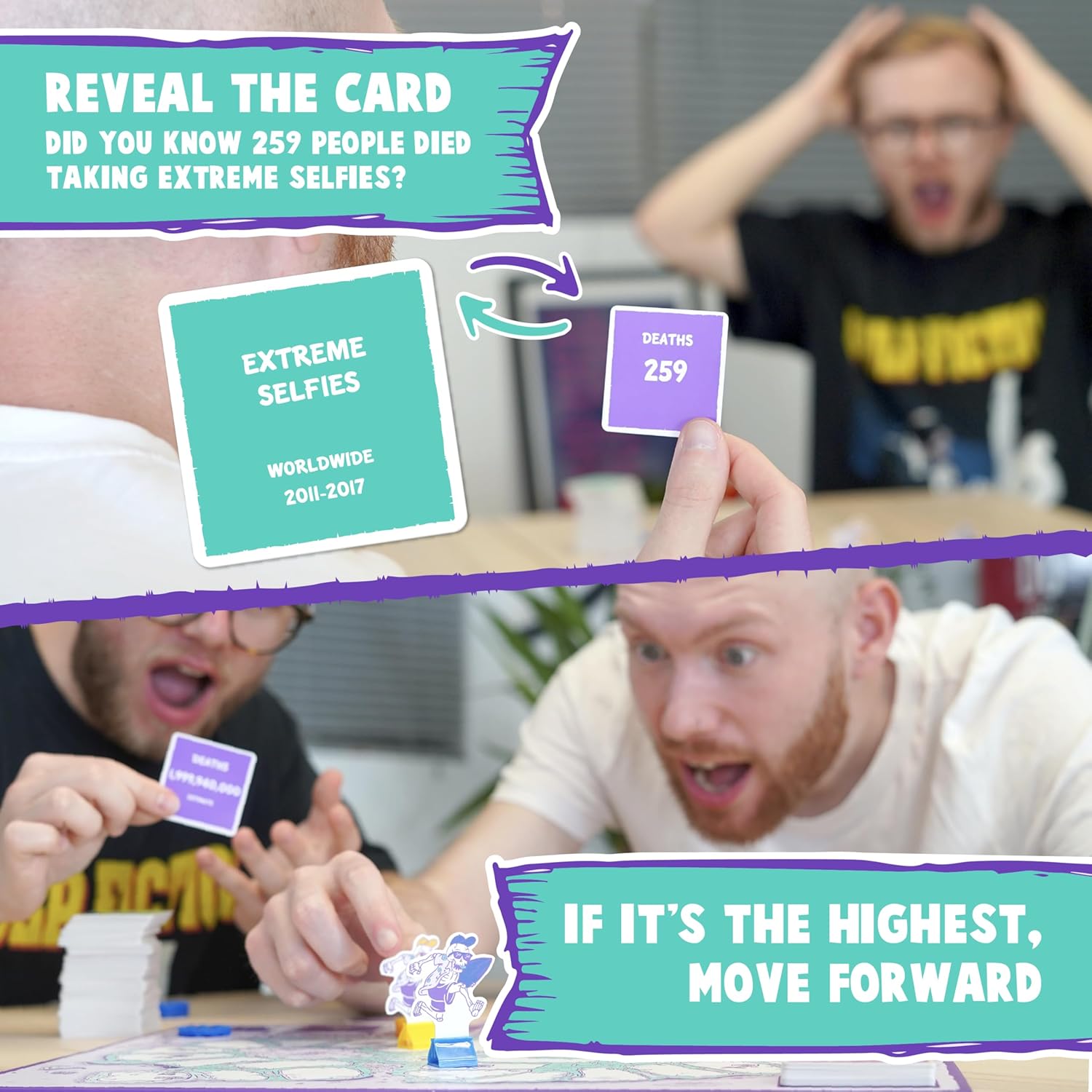 Bubblegum Stuff - Death by Coconuts - Bet Your Life To Finish First - Family Board Game - 250 Cards / 2-8 Players