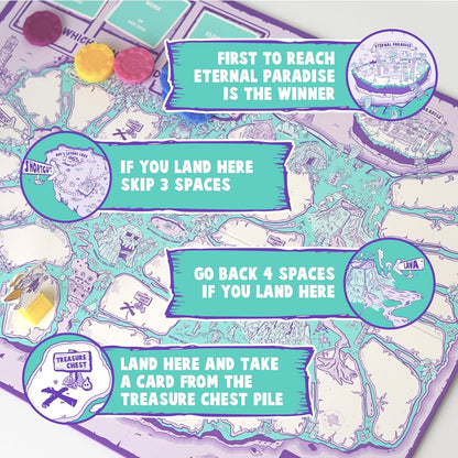 Bubblegum Stuff - Death by Coconuts - Bet Your Life To Finish First - Family Board Game - 250 Cards / 2-8 Players