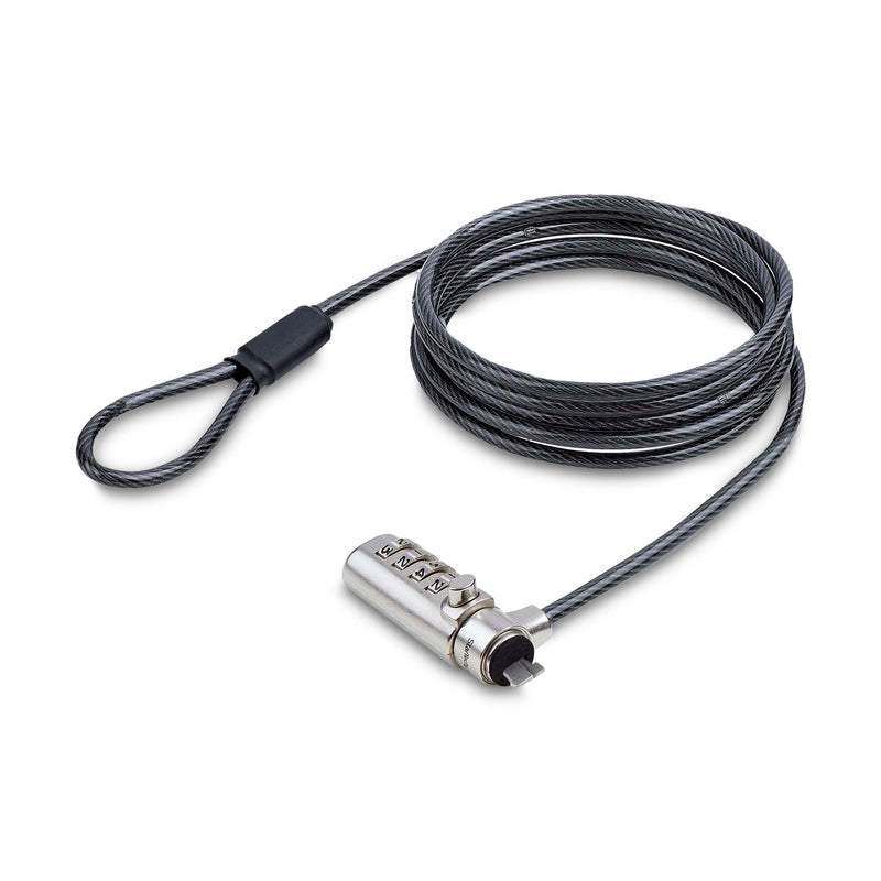 StarTech.com Slim Lock K-Slot Compatible, 6.6ft (2m) Combination Locking Cable, Desk Anti-Theft Security For Laptop/Notebook