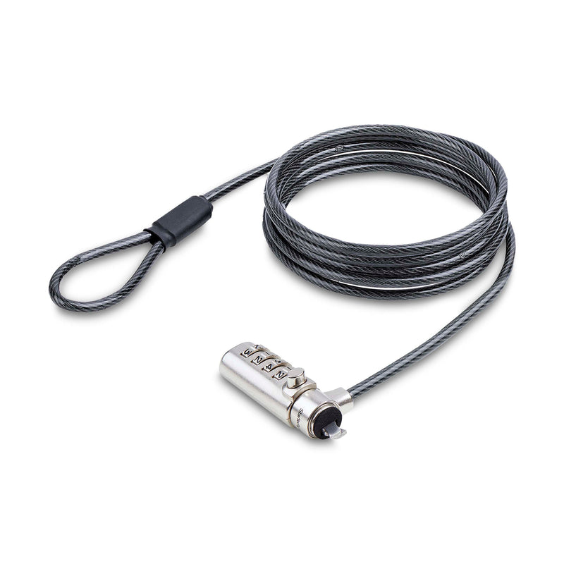 StarTech.com Slim Lock Noble Wedge Slot Compatible, 6.6ft (2m) Locking Cable, Desk Anti-Theft Security For Laptop/Notebook