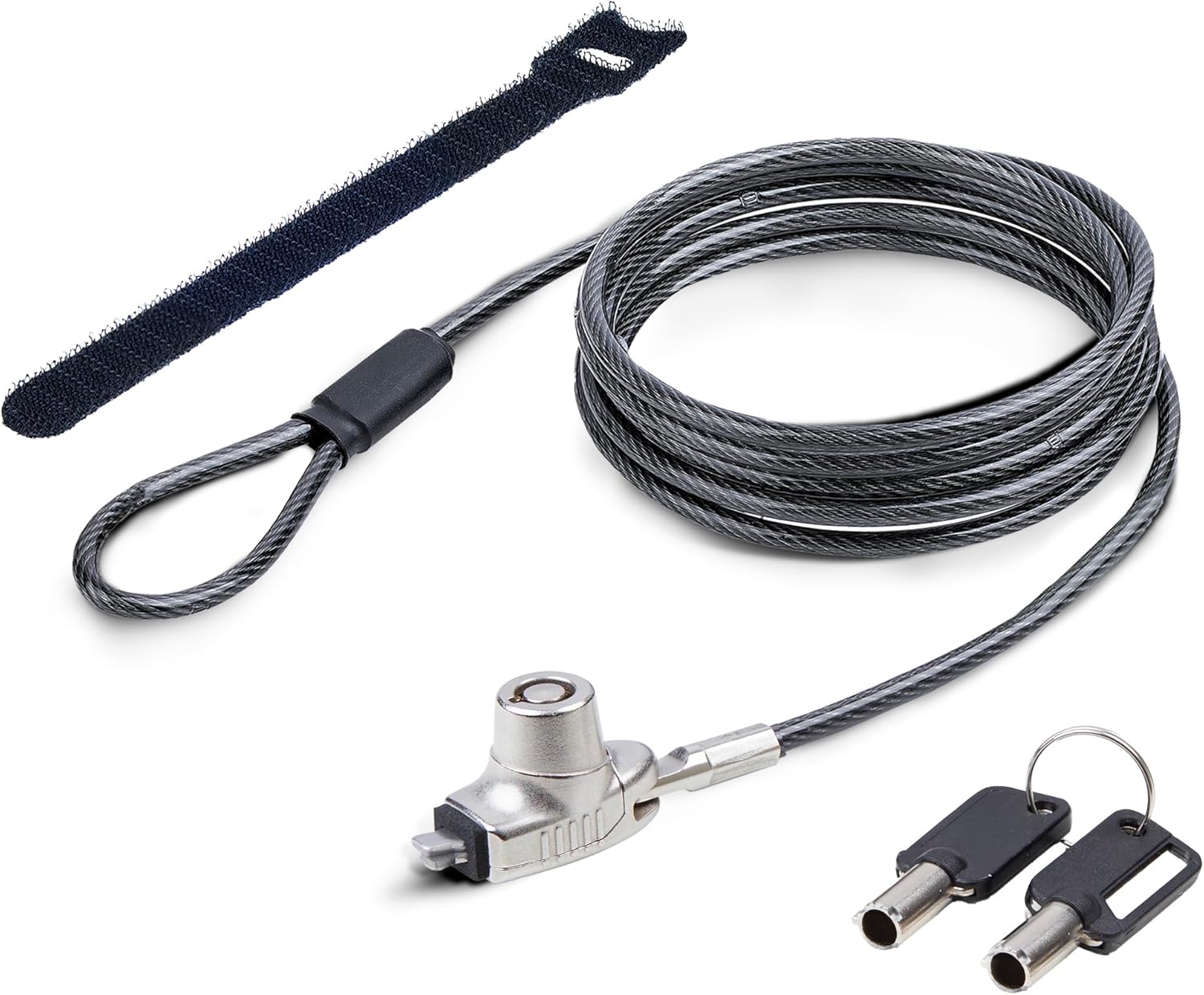 StarTech.com Slim Lock Noble Wedge Slot Compatible, 6.6ft (2m) Locking Cable, Desk Anti-Theft Security For Laptop/Notebook