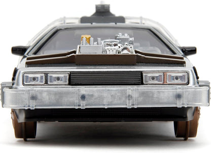 Back to The Future Part III 1:24 Time Machine Rail Wheels Die-Cast Car, Toys for Kids and Adults, Silver