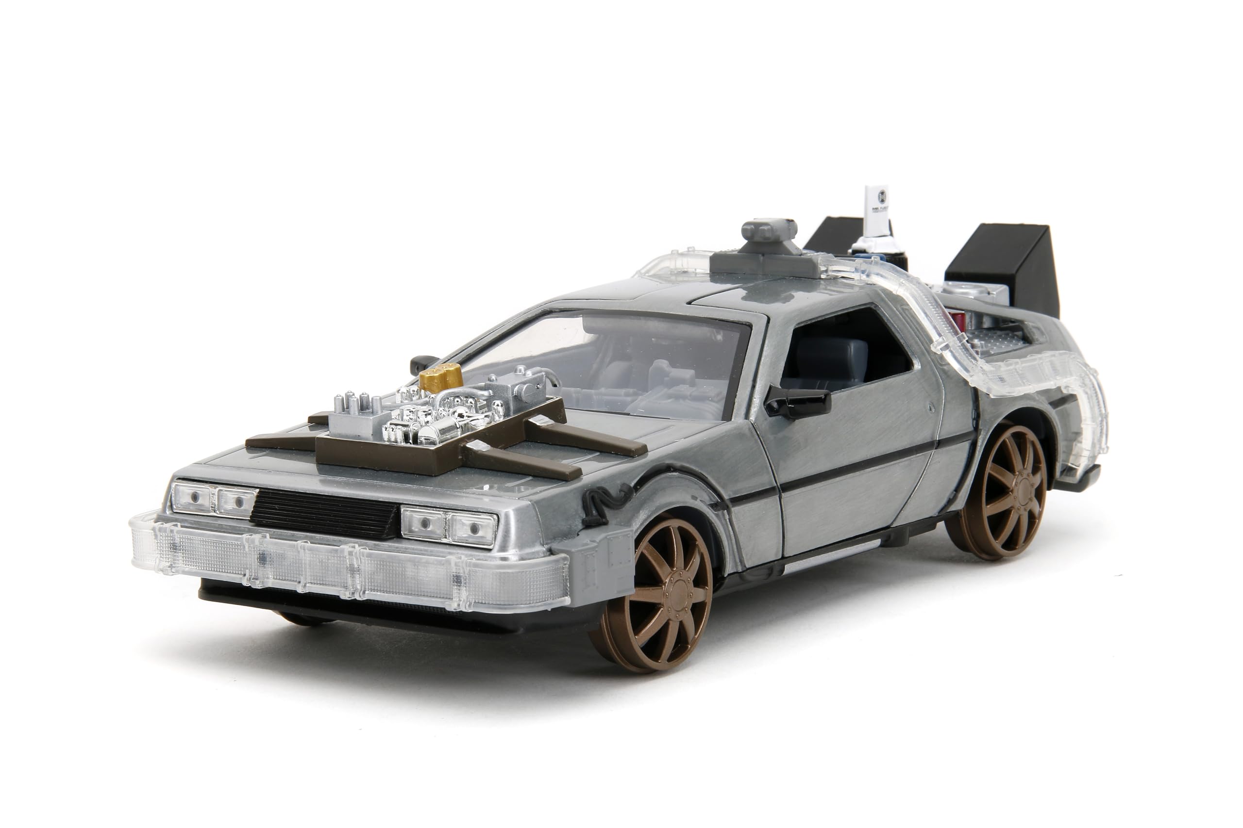 Back to The Future Part III 1:24 Time Machine Rail Wheels Die-Cast Car, Toys for Kids and Adults, Silver