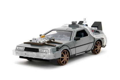 Back to The Future Part III 1:24 Time Machine Rail Wheels Die-Cast Car, Toys for Kids and Adults, Silver