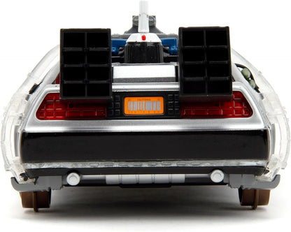 Back to The Future Part III 1:24 Time Machine Rail Wheels Die-Cast Car, Toys for Kids and Adults, Silver