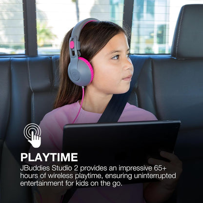 JLab JBuddies Studio 2 Kids Headphones Wireless - Bluetooth Headphones Kids for Boys & Girls, Volume Limited Childrens Earphones with Mic, 65+ Hr Playtime, Noise Isolation, Sharing & Wired Mode